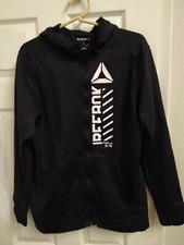 Women's Reebok Zip Fitness Jacket Sweatshirt Hoodie Black Size Large L Speedwick