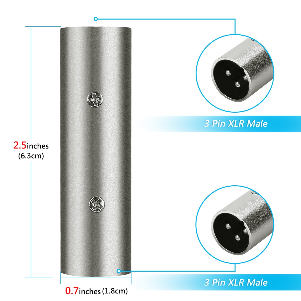 Geekria XLR To 1/4 Inch TRS Adapter - 2 Pack Microphone Cable Converters Compatible With Shure SM57, SM7B, MV7