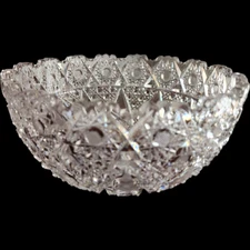 Antique ABP American Brilliant Cut Clear Crystal Round Dish Bowl