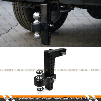 #ad 10 In Drop Rise Adjustable Black Aluminum 2 Ball Trailer Hitch For 2#x27;#x27; Receiver $104.99