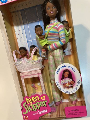 Barbie Cool Sitter Babysitting Quadruplets African-American Teen Skipper New 🍼