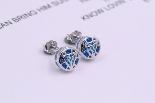 Iron Man Arc Reactor Stud Earring 925 Sterling Silver Cosplay Jewelry - Picture 3 of 7