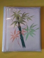 VTG Mid Century Asian MCM Photo Album Scrapbook Self Adhesive Woven Fabric Cover