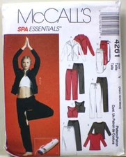 McCall's Sewing Pattern 4261 Spa Essentials Yoga Jacket Tops Pants Skirt Bag