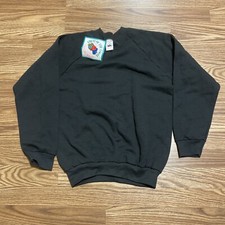 NWT VTG Fruit Of The Loom Black Crewneck Sweatshirt Blank Ladies S Made In USA