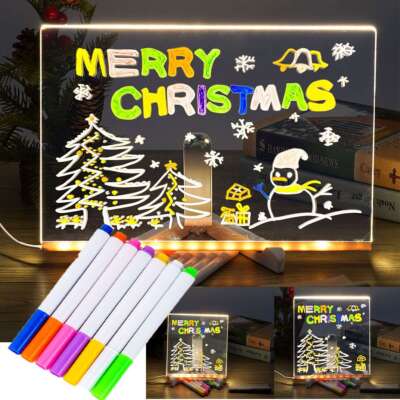 LED Note Board with Colors Acrylic Dry Erase Board with Light DIY Drawing Board