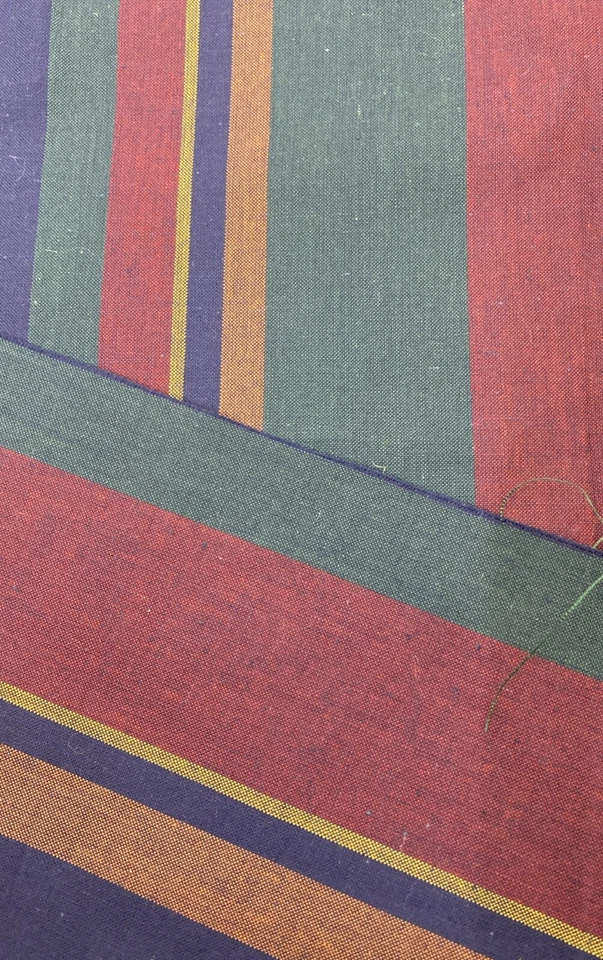 Vintage Cotton Fabric Stripe Navy Hunter Burgundy Chambray Remnant B1 - Image 3 of 4