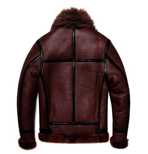 B3 RAF Brown Bomber Flying Aviator Fur Irvin Real Leather Shearling Mens Jacket - Image 2 of 4