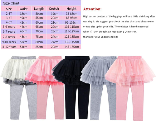 Little Girls Footless Leggings Pants with Lace Ruffle Tutu Skirt 2-9T - Picture 7 of 12