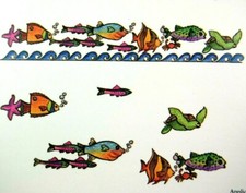 Imperial Instant Stencils Rub On IS1041 Aquatic Design 12 Fish Turtle Ocean Sea