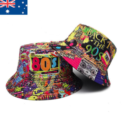 Retro 80s 90s Bucket Hat Men Women Travel Beach Fishing Hat