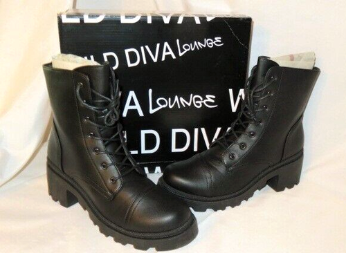 Black Military Lace Up Boots Shoes Size 