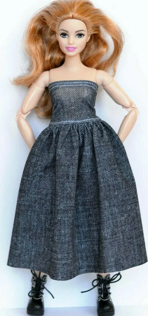 Robe noire faite à la main pour poupée Barbie, vêtements de