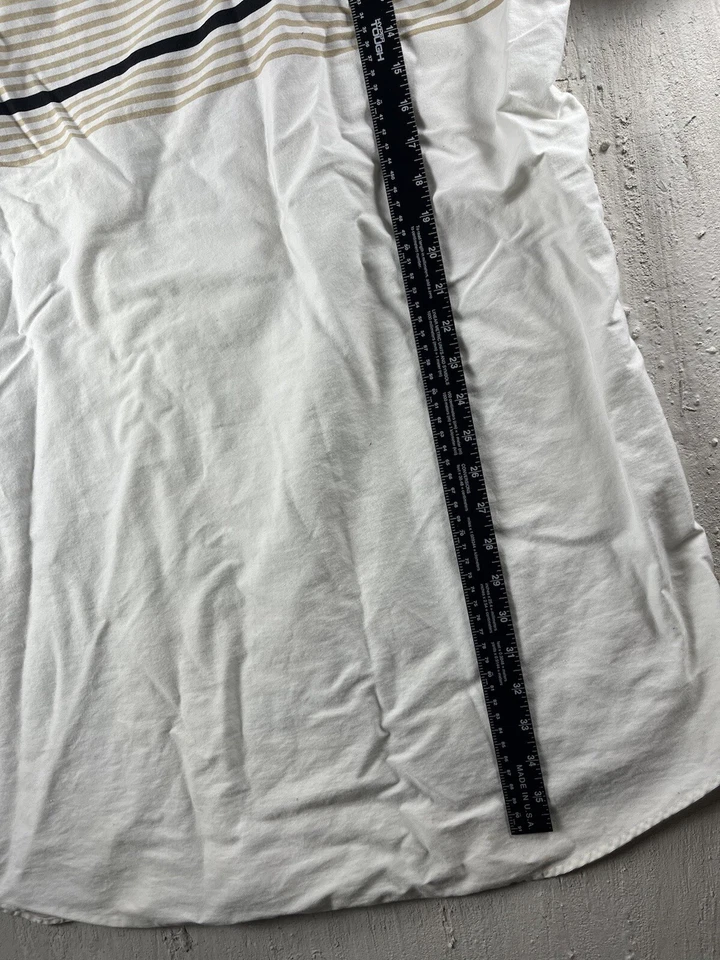 VTG Roper Short Sleeve Button Shirt Men's 4X Tall White Brown& Black Striped 56” - Image 3 of 4