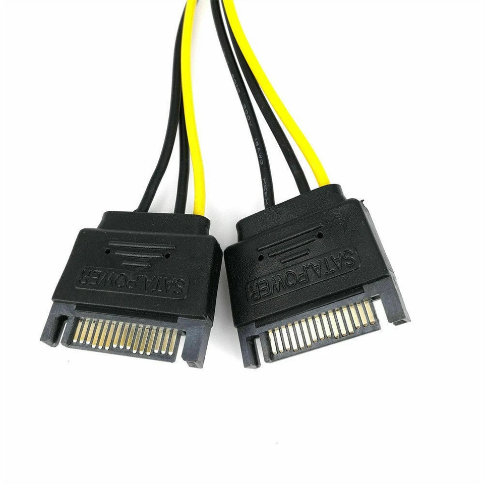 15-Pin Dual SATA Power Splitter Cable to 6-Pin PCI-E for Video Graphics Card - Image 3 of 4