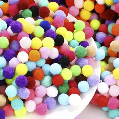 8mm-30mm Mixed Colour Pompoms Soft Fluffy Plush Balls Crafts Toys DIY - Picture 1 of 8