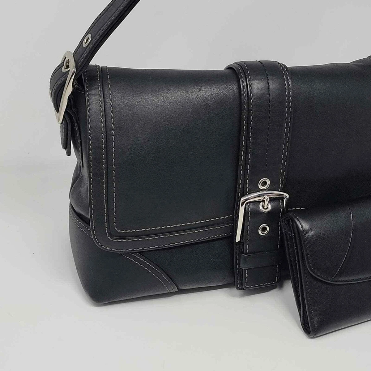 Coach 11196 Hampton Black Leather Shoulder Crossbody Bag Set | eBay