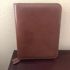 Daytimer Planner New Brown Leather 8.5x11 7 Ring Binder Zip Around