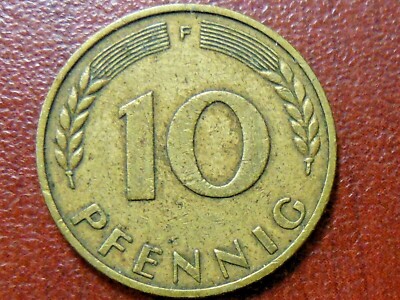 1949-F German Ten (10) Pfennig Coin