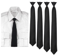 Police Issue Clip-On Neckties in Black 16-22 Inch Lengths Breakaway Clip Tie