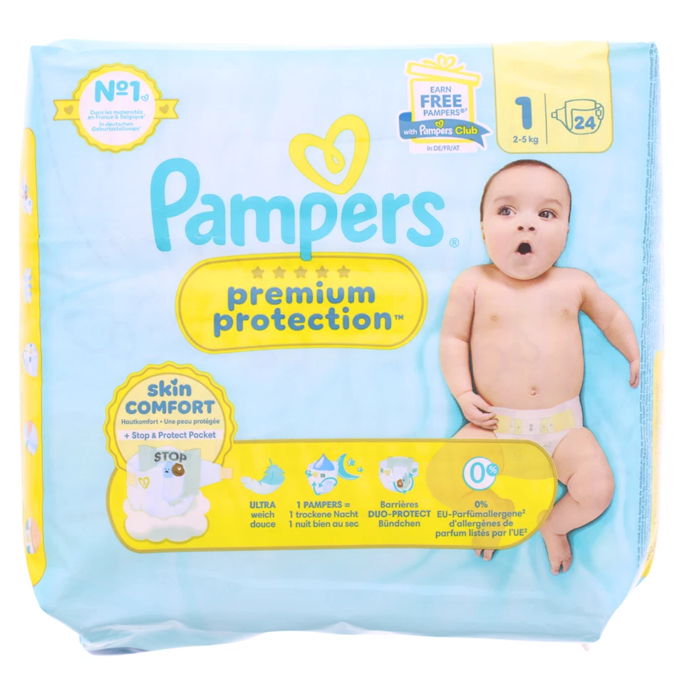 Pampers Premium Protection Grösse 1 2-5kg 24 Windeln für Neugeborene Ultra Weich - Bild 1 von 1