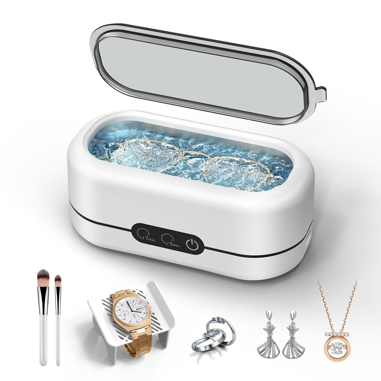Ultrasonic Jewelry Cleaner with 48KHz Stainless Steel Tank and Dual Cleaning Modes