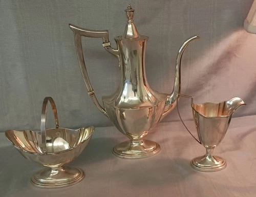 Gorham " Plymouth" 3 piece Sterling Tea Set No Monograms From 1948