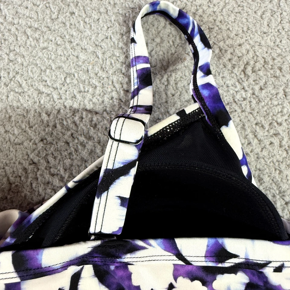 Croft & Barrow Womens Tankini Swimsuit Top Purple White Floral Plus Size 20W - Image 4 of 4