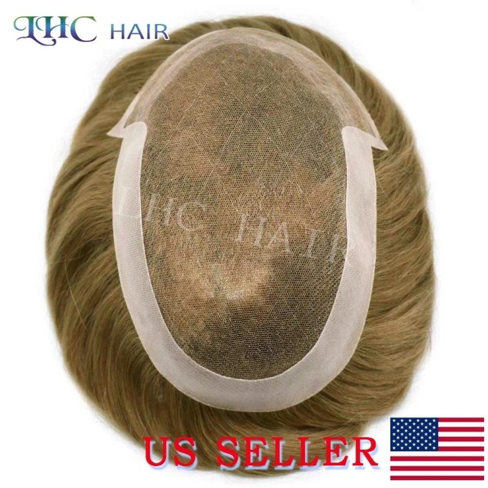 LyricalHair Para Hombres Toupee French Encaje Frontal Sistema de Cabello Humano Transpirable Pieza para el Pelo Foto 4 de 4