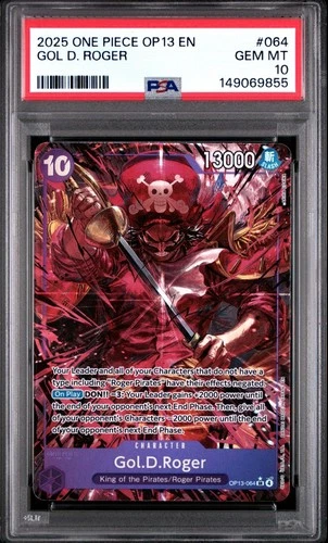 2025 ONE PIECE OP13 #064 CARRYING ON HIS WILL GOL D ROGER ALT ART PSA 10