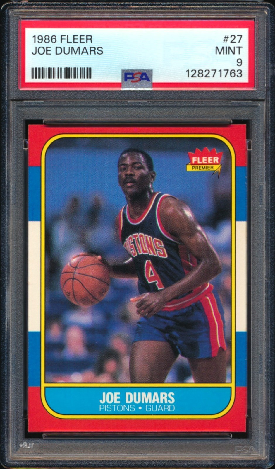 1986-87 FLEER BASKETBALL JOE DUMARS #27 DETROIT PISTONS PSA 9 MINT