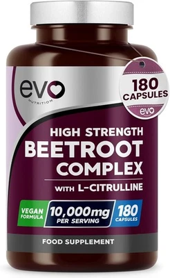 EVO NUTRITION Beetroot & L-Citrulline Supplements, 180 Capsules | High Strength 10,150mg |...