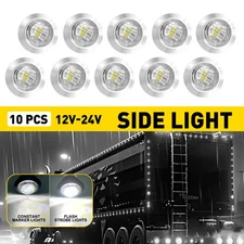 10X White 3/4"Round LED Bullet Clearance Side Marker Lights Fit Truck Trailer