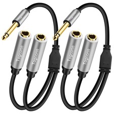 Togconn 2-Pack 1/4 inch TS Mono 2 Pack, 6.35mm Male to Dual Female