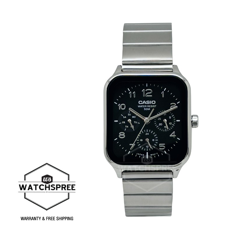 Casio Men's Analog Square Dial Stainless Steel Band Watch MTP