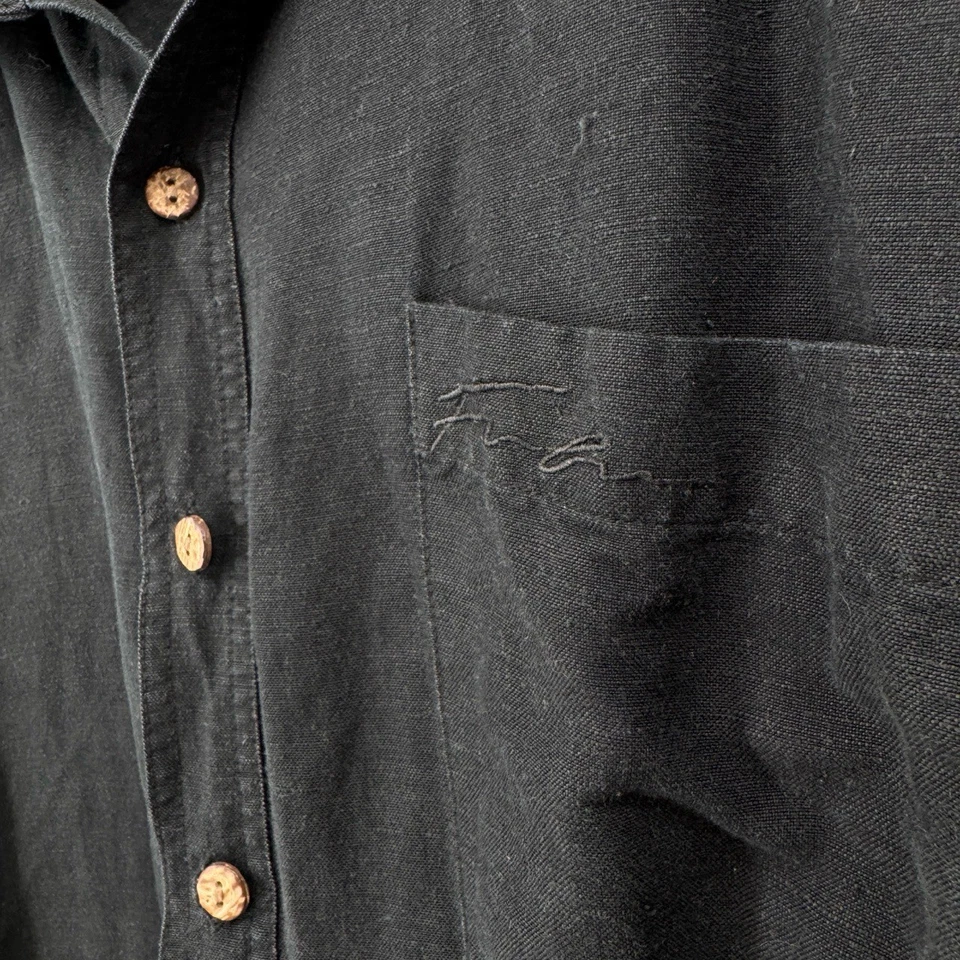 Camisa De Colección Años 90 FUBU Negra Manga Corta Botón Para Hombres XL Lino Hip Hop Suelta Y2K Foto 3 de 4