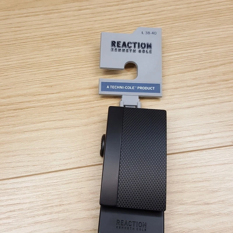 Cinturón KENNETH COLE para hombre talla 38 40 negro placa hebilla imitación cuero pista deslizante Foto 4 de 4