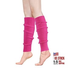 Leg Warmers for Women 80s Party Accessories 80s Neon Knit Ribbed Leg Pink