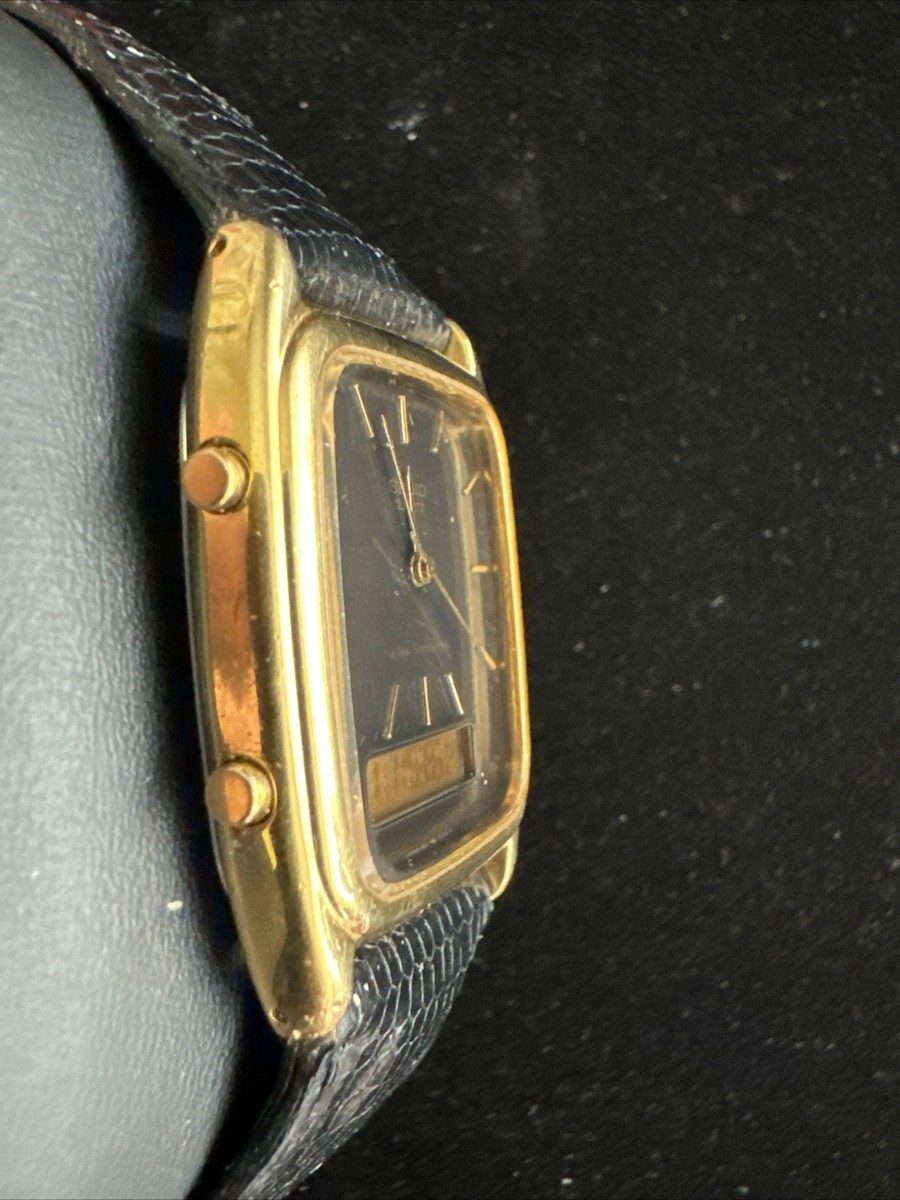 Vintage 1981 N MINT Seiko Hybrid H601-5430 RO Gold Quartz Mens