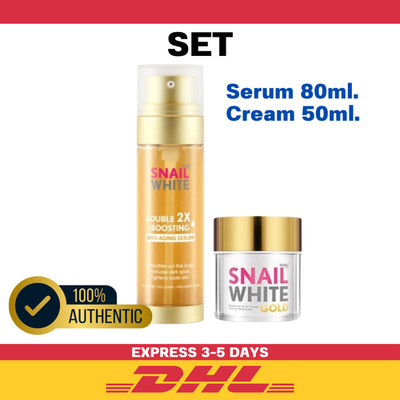 SET Snail White Double Boosting Serum Anti-aging Skin 80 ml + Gold Cream 50 ml