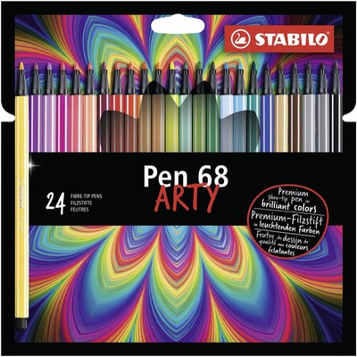 Premium Fibre-Tip Pen - STABILO Pen 68 - ARTY - Pack of 24 - Assorted Colours