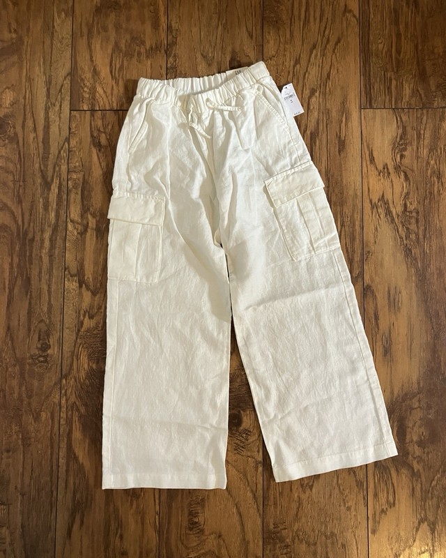Gap Sz 8 Girls White Linen Cargo Pants, NWT, Retail $39