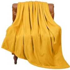 BEDELITE Fleece Blanket Twin Size Yellow Throw Blanket for Couch  Bed, Luxury...