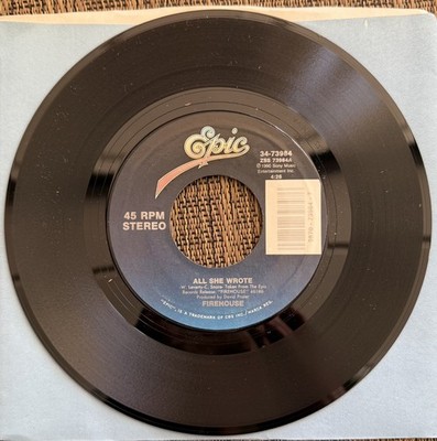 Firehouse - All She Wrote / Love of a Lifetime (Acoustic) - Epic 34-73984 - M