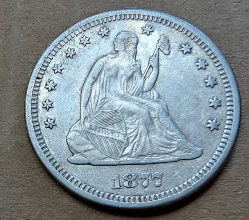 1877- S Seated Liberty Silver Quarter 25c Extremely Fine detail