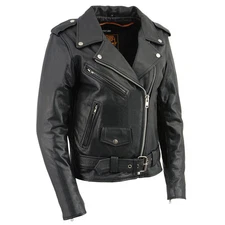 Women's Classic Leather Motorcycle Jacket with Belt by Milwaukee Leather