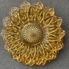 Vintage Federal Glass Yellow Amber Sungold Petal Sunflower Plates (4)
