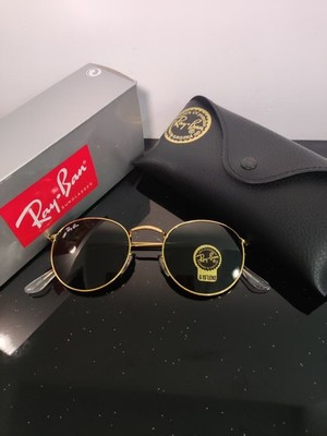 Ray-Ban RB3447 Round Metal Glod Frame Mirror Dark Green  display picture 1