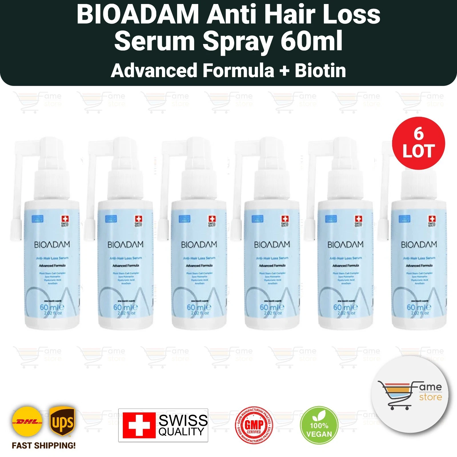 BIOADAM Anti Hair Loss After Hair Transplant Serum Spray Advanced Formula 6 LOT