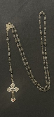 Antique Dominican Fathers St Jude Pray For Us Rosary With Wooded Beads necklace 